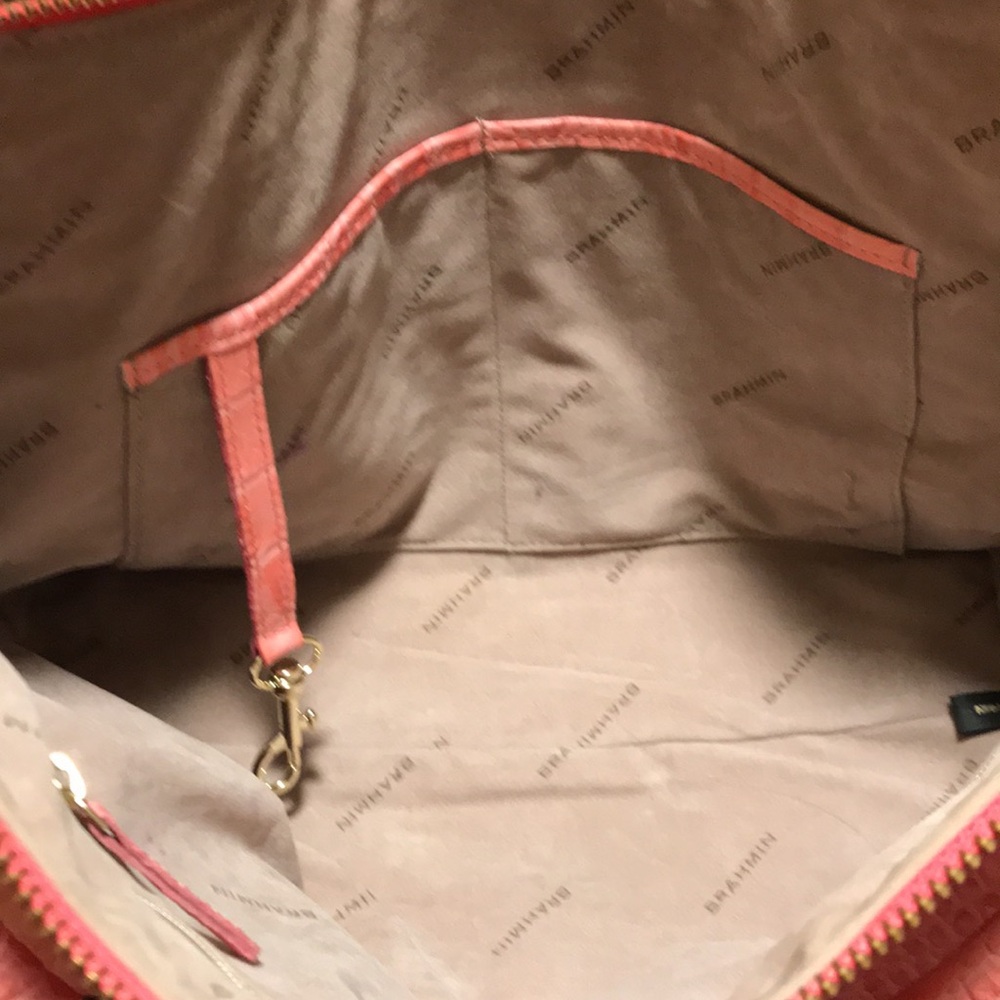 Brahmin Pink Embossed Croc Leather Shoulder Bag - Picture 8 of 10